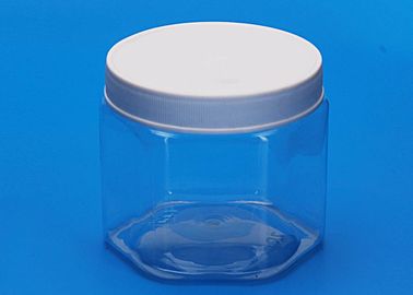 450ml popular stackable hexagon clear popular pet plastic food packaging jar with smooth lined cap